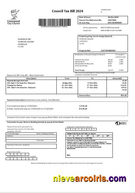 United Kingdom Liverpool City Council taxbusiness utility bill